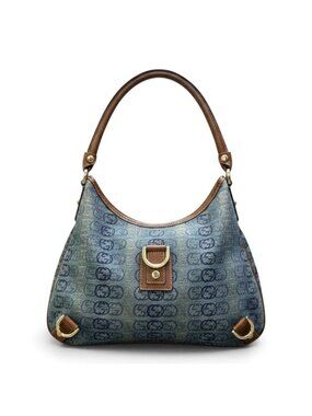 Gucci Abbey Denim Shoulder Bag Indigo Brown